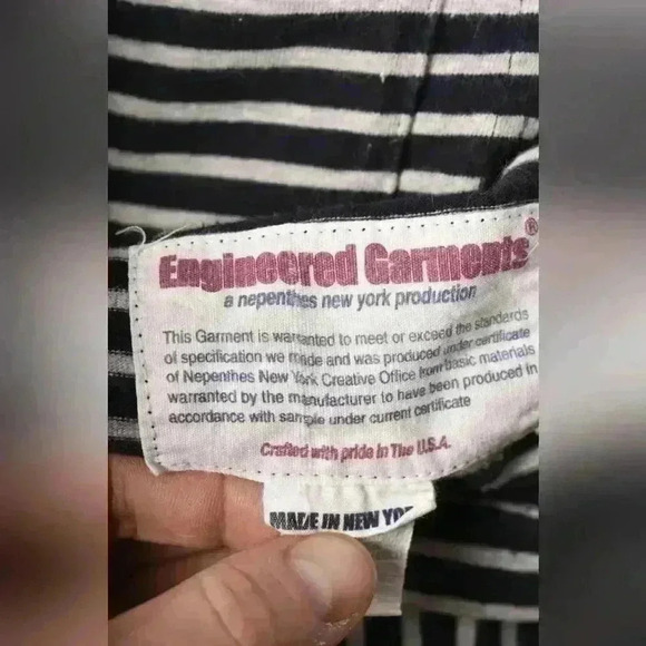 ENGINEERED  GARMENTS Blue Grey Cotton Shawl Collar Nautical Cardigan Small USA - Picture 9 of 10